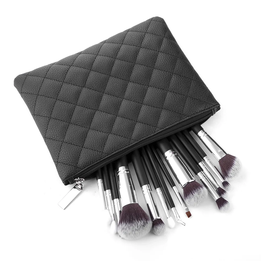 High quality makeup leather case cosmetic makeup brush bag case with custom logo