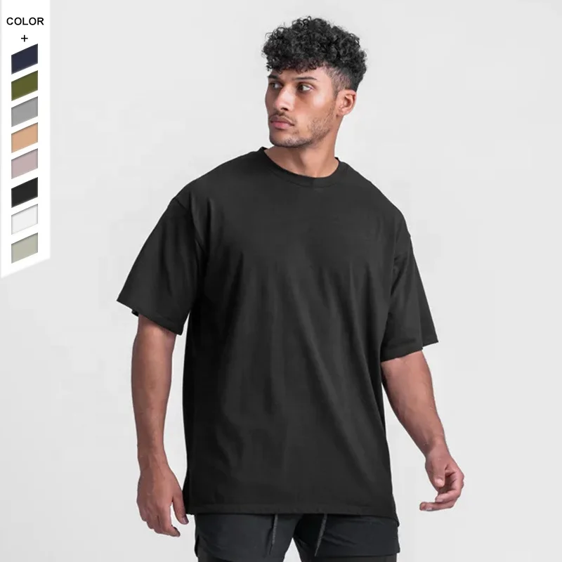 Wholesale Loose Fitting Sports T-shirts Mens Solid Color Cotton Outdoor Wear Round Neck Short Sleeve T-shirt