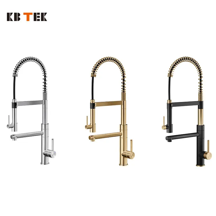 KB TEK New Launched Flexible Customizable Faucet Hot Water Mixer Spring Brushed Brass Basin Tap