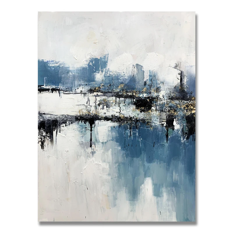 Handmade Wall Modern Painting Wall Art Painting for Living Room Silver Foil Abstract Hotel Artwork handmade painting on Canvas