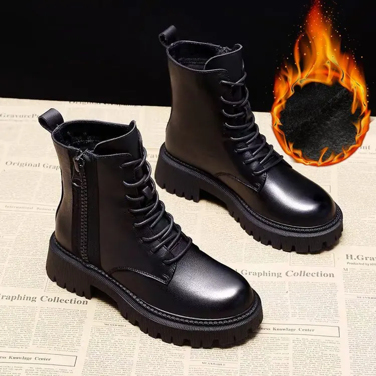 2021 Latest Ladies Shoes Pure Color Zip-Up Round half boots Autumn Winter Womens Trendy Boots doc. martens