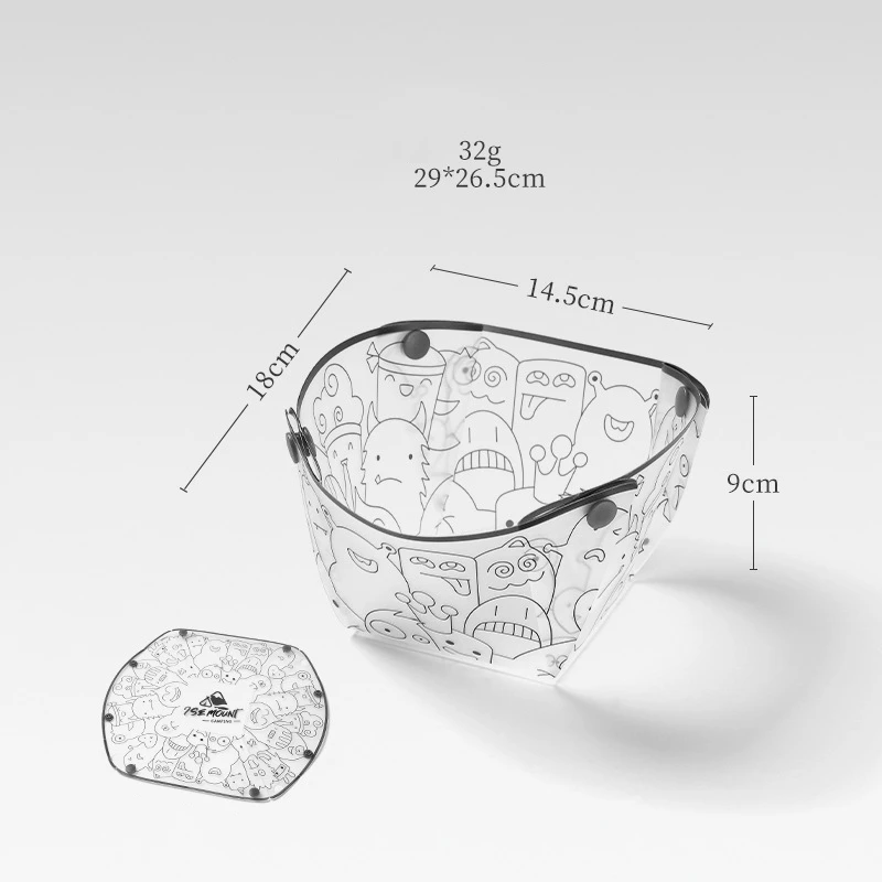 Cute transparent folding bowl instant noodle bowl multi-purpose combination pet bowl water cup tableware Portable water cup
