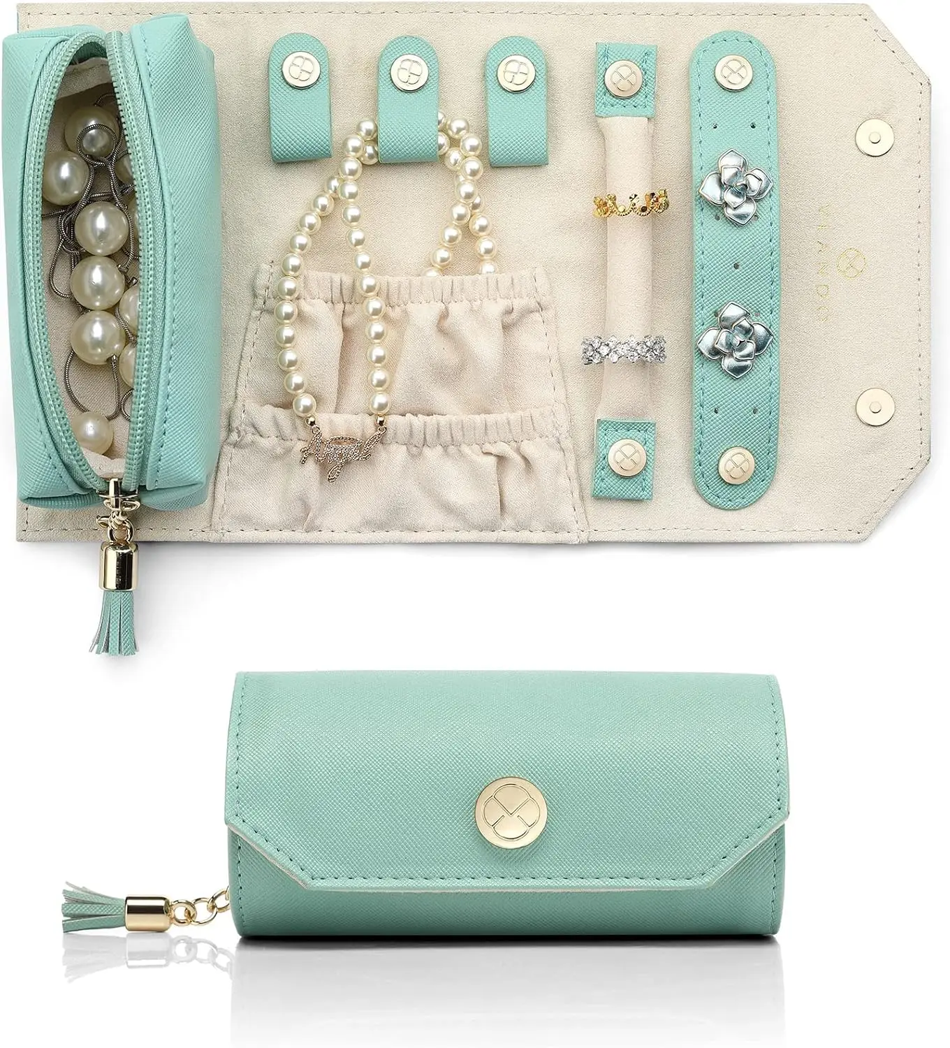 OEM Factory  wholesale PU leather suede jewelry roll travel  bag for Daily Jewelries