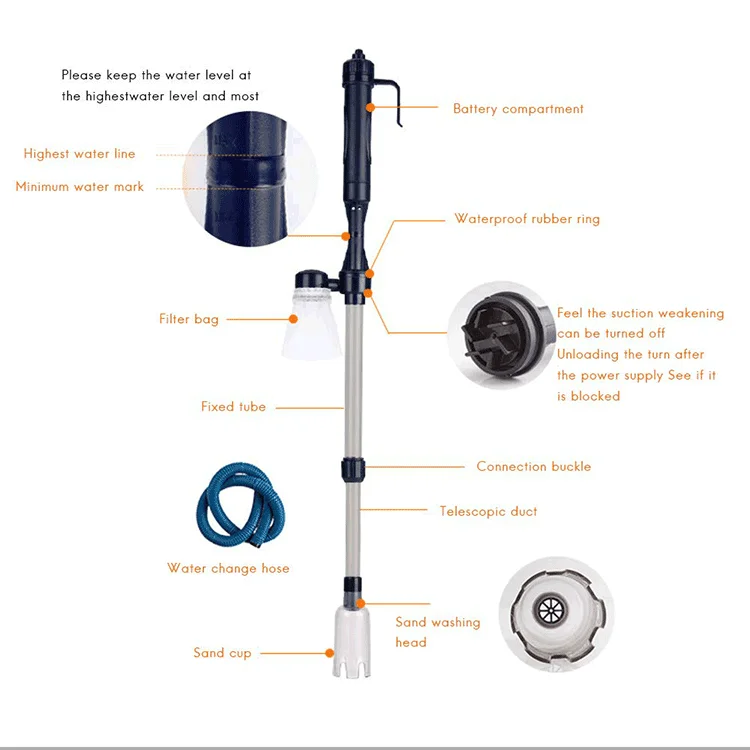 Electric Aquarium Gravel Cleaner Fish Tank Water Sand Cleaner Filter Cleaning Tools  Water Filter Pump Aquarium Tool