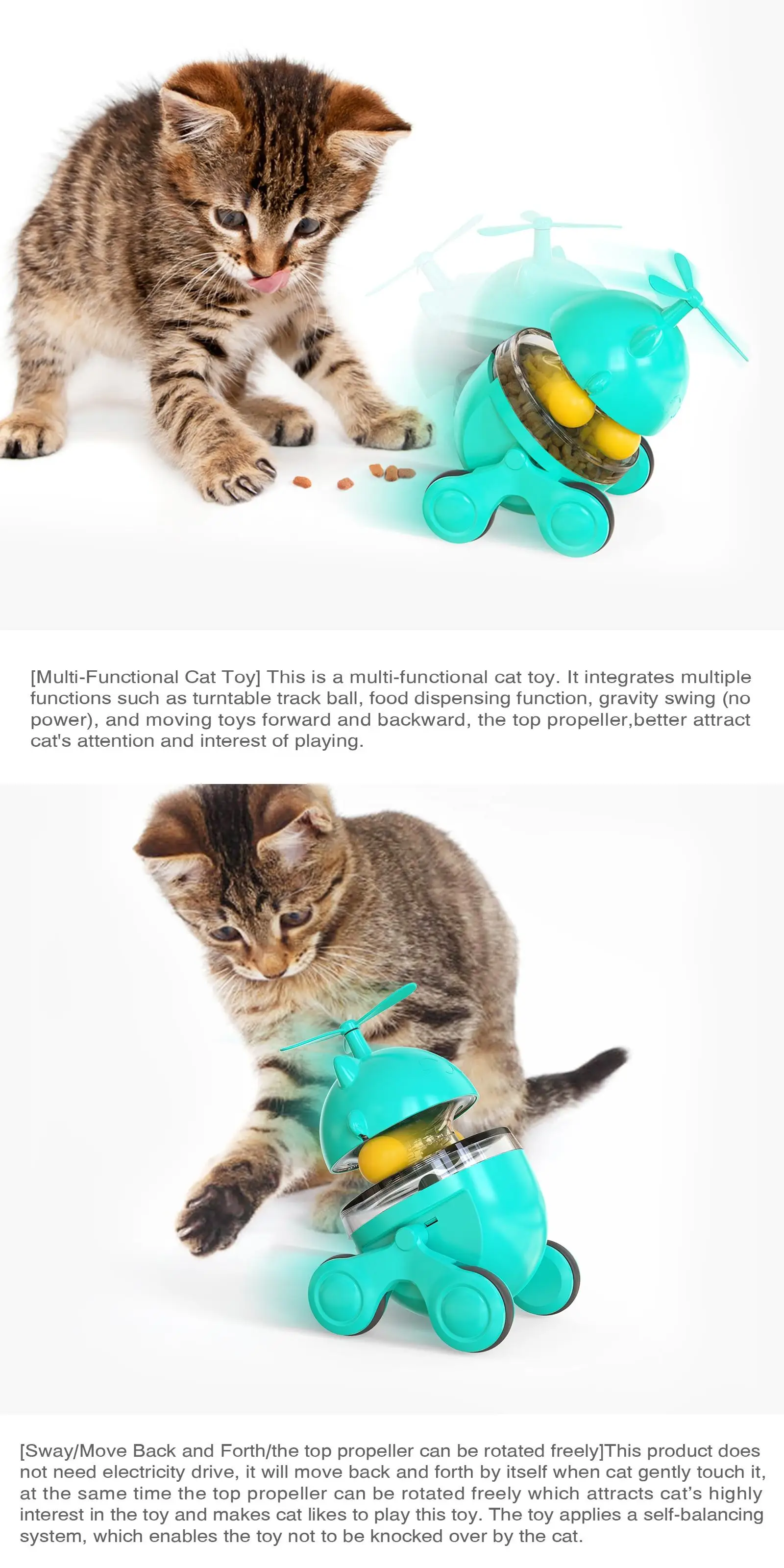 Sohpety Custom Plastic Pet Cat Shape Interactive Feeder With Propepper Track Ball Unique Toy Robots Cat