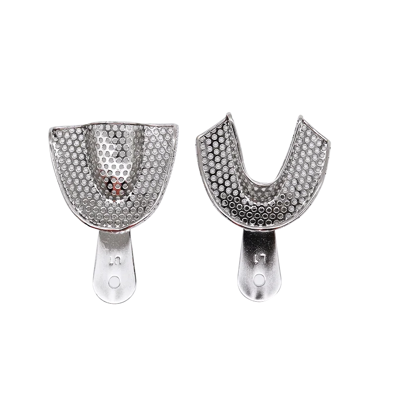 High Quality Dental Autoclavable Metal Impression Trays Stainless Steel Upper Lower Dental Perforated Impression Trays for 6 pc