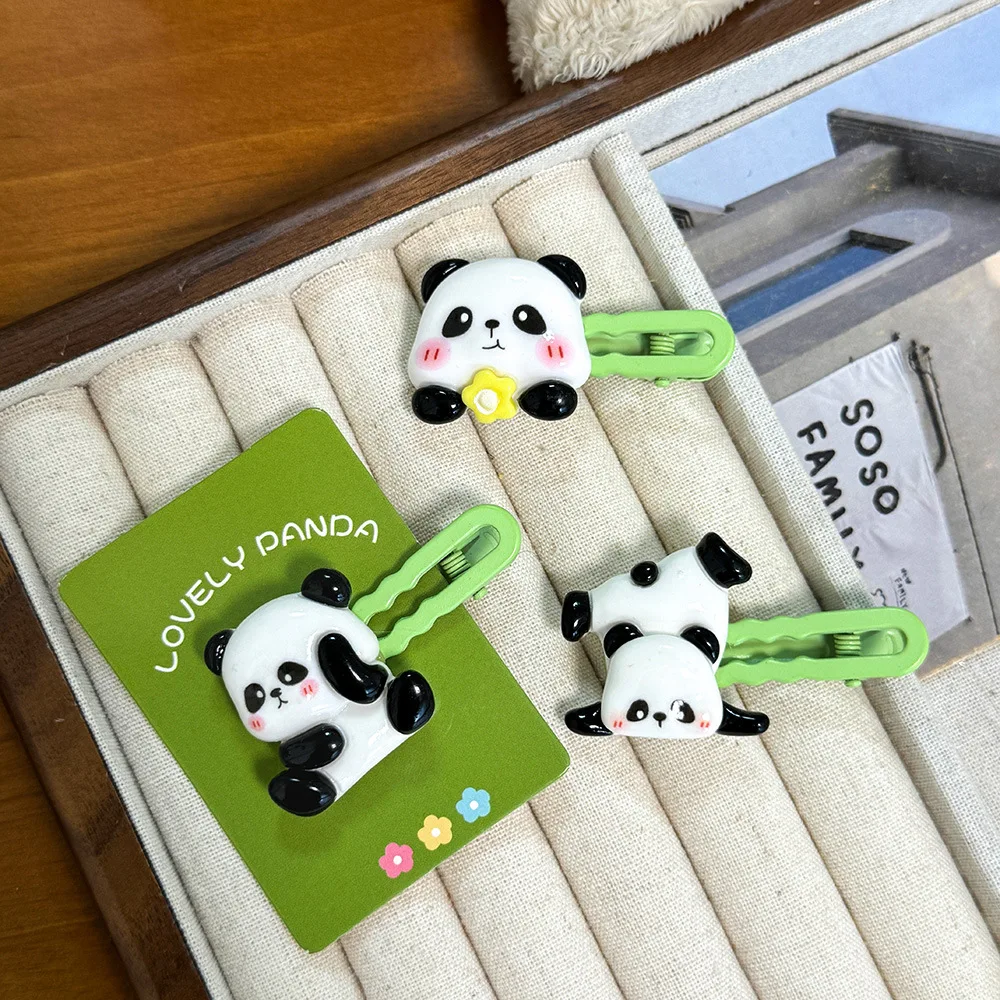 Jiamu New Design Cute Panda Hair Clips Accessories For Women Girls Sweet Cartoon Hair Clips Wholesale Trendy