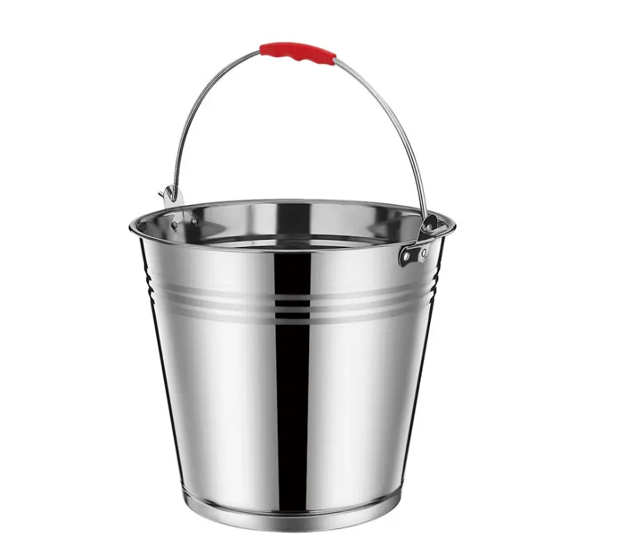 Water Bucket with Handle Water Pail with Lid High Quality 410 201 Stainless Steel Metal Carton BUCKETS Oval Inox Ice Bucket
