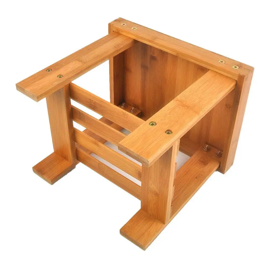 Small Bamboo Stool Sit Shower Spa Bench Corner Chair Wood Shelf Foot Rest Elders Kids Seat