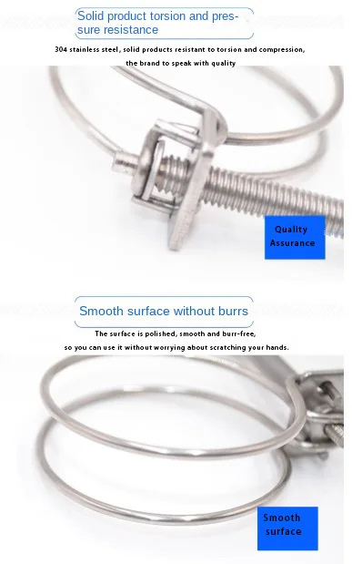 China Factory Price Heavy Duty 304 Stainless Steel Pipe Clamps Double Wire Clip Hose Clamp