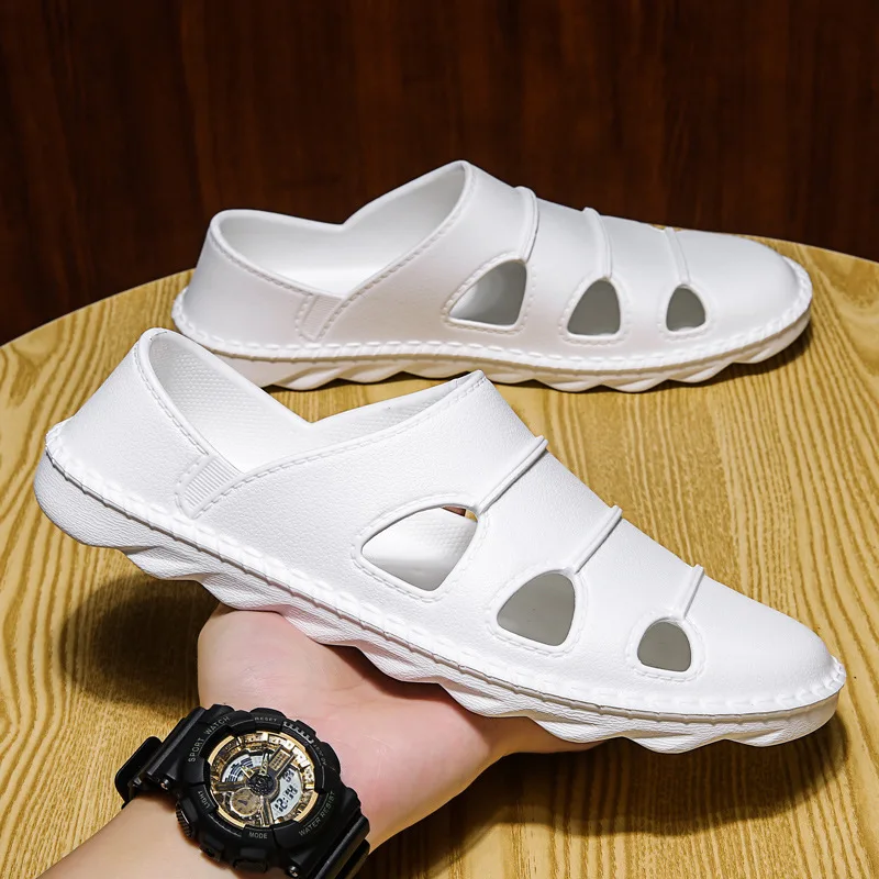 Summer thick-soled sandals for men high quality woodland sandals mens genuine leather Wading slippers