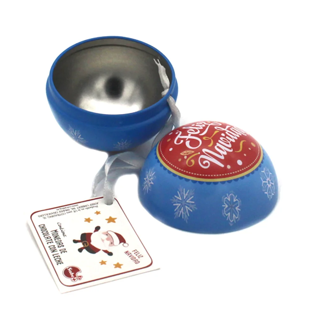 Hot Sale Custom Christmas Ball Shaped Metal Tin Box