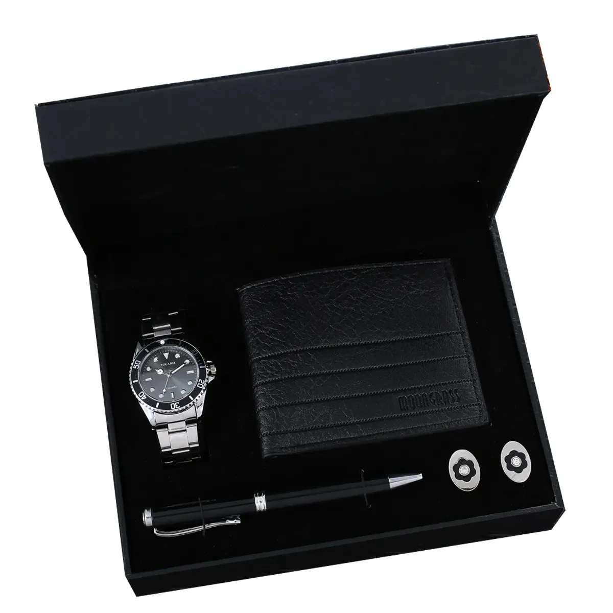 Wholesale Luxury 4 PCS Watch Gift Set Quartz Leather Men Watch Set Belt Watch And Wallet Set For Men