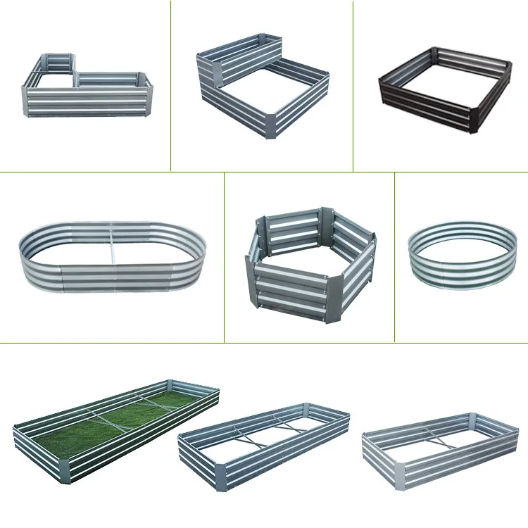 Metal   Planter Box Galvanized for Vegetables and Flowers Galvanized Low Rectangular Raised Garden Bed