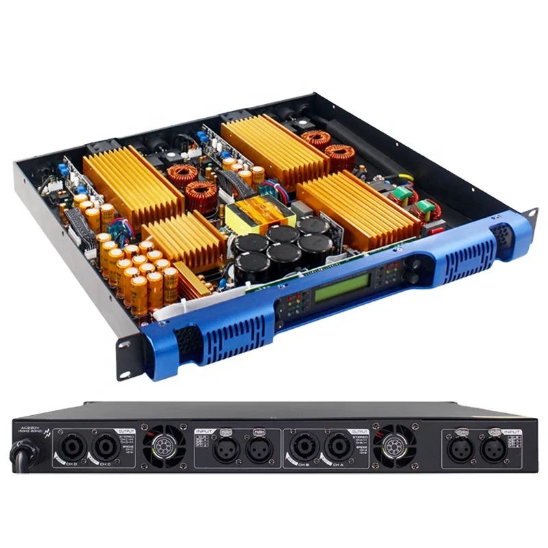 Class D Professional Amplifier Audio Amplifier 4-channel Stereo power amplifier 1U size 1200Wx4 for DJ sound set