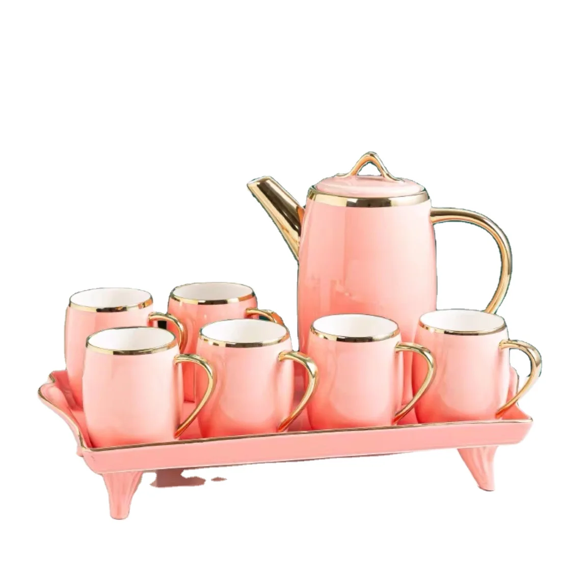 Новый тонкий Цветной глянцевый Золотой чайник в скандинавском стиле индивидуальный дизайн подарок Свадебная кофейная чашка Чайные Наборы Керамические Чашки Блюдца