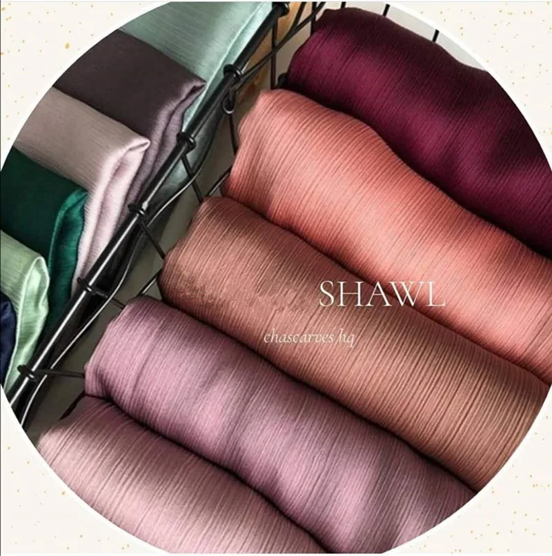 2022 New Arrival Women Dubai Shawls Plain satin Crinkle muslim Hijabs scarf Malaysia Girl Headscarf QK209