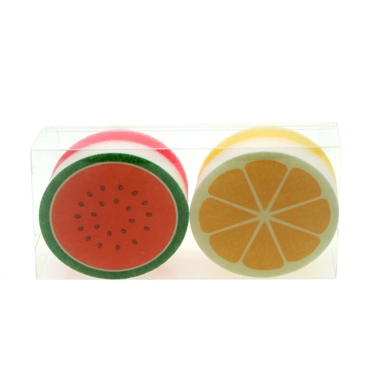 Printed round fruit shape kitchenware cleaning sponge scourer