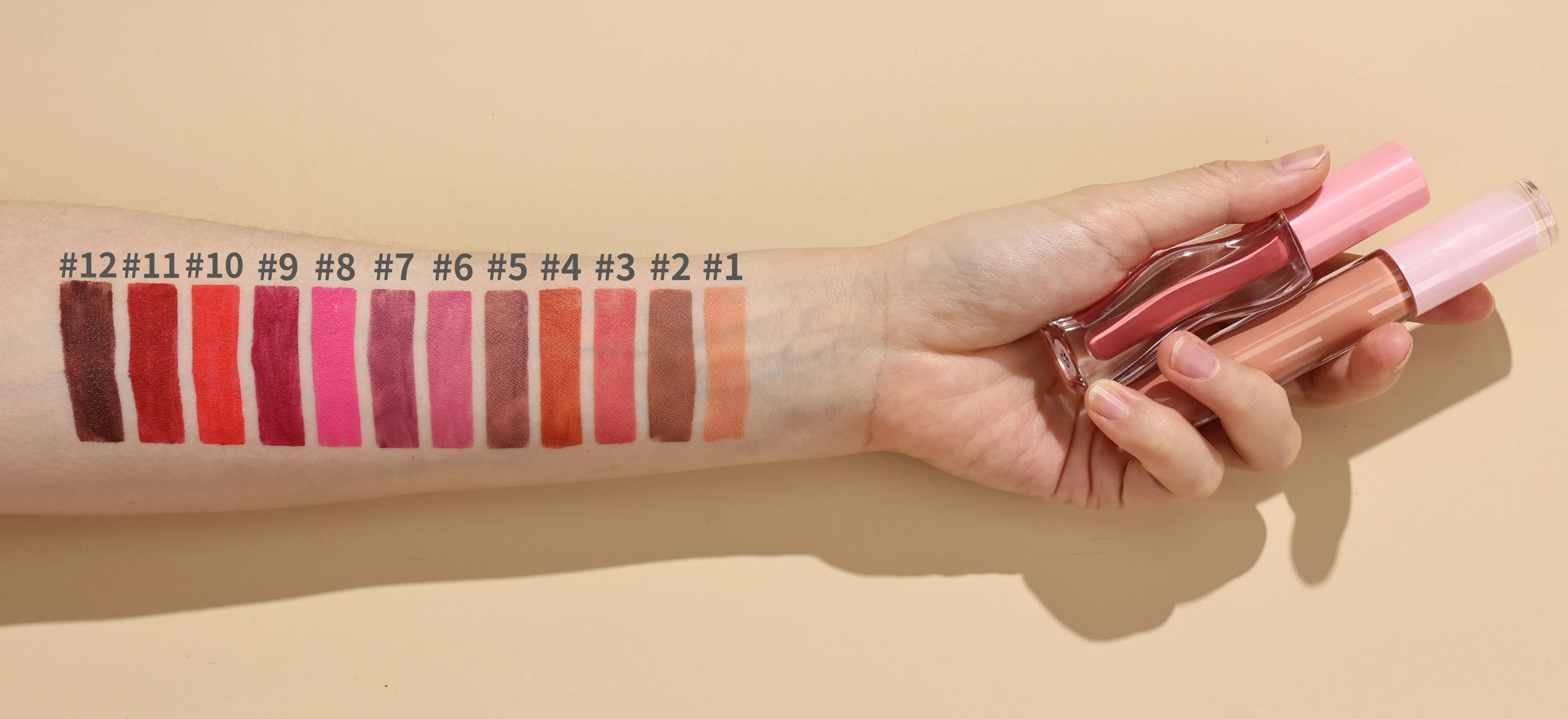 24 Hour Long Lasting 12 Colors Matte Lipstick Custom Logo Waterproof Private Label Red Dark Brown Lipstick Your Logo