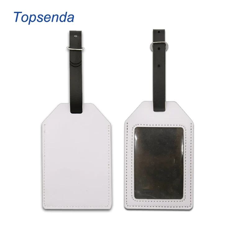 Personalized Leather belt Custom White PU Travel Luggage tag with Card Slot Sublimation blank