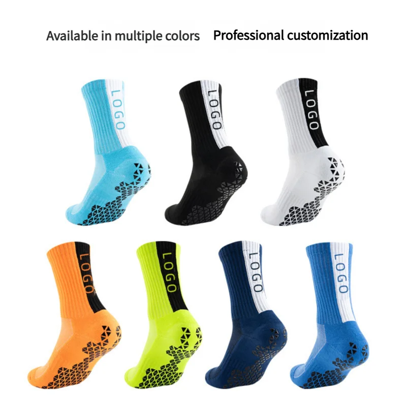 Factory Supply Sport Cotton Men Anti Slip Embroidery Custom Embroidered Grip Socks With Logo