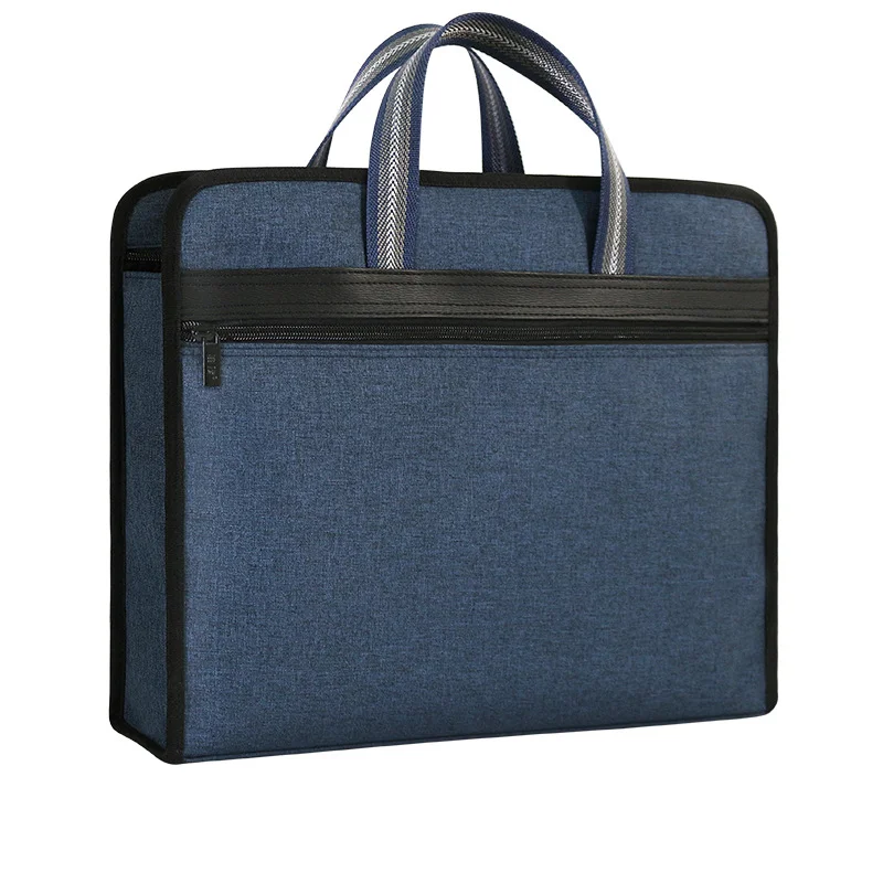 Hot Sale QQgift OEM Custom File Bag Oxford A4 Handheld Information Bag Business Zipper Bag Conference Large Capacity Briefcase