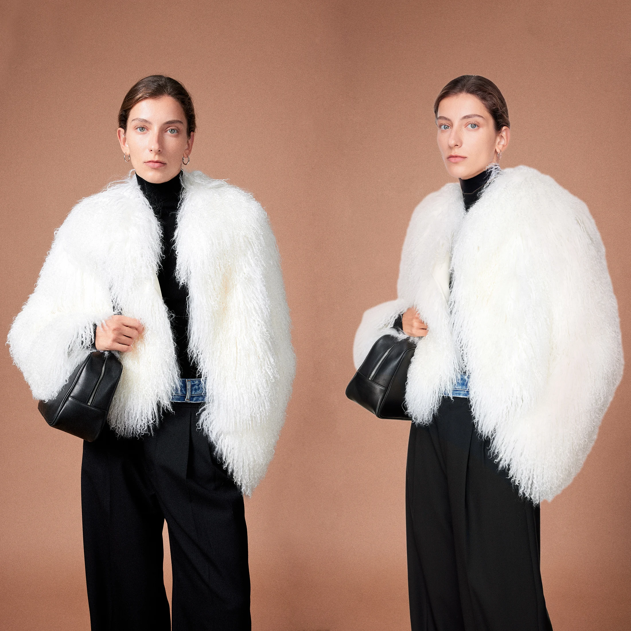 YR030 Lots of Colors Ladies Genuine Tibet Lamb Fur Crop Coat Accept Custom Make Mongolian Sheep lamb Jacket