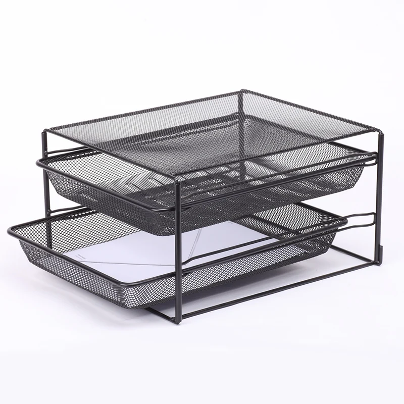 
Mesh stackable file tray organizer tabletop 