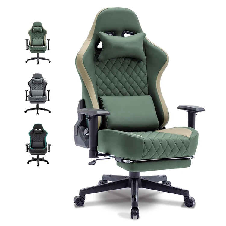 Custom Anji Cheapest Recliner Speaker 4d Massage Silla Gamer Grey Racer Racing Computer Game Chair Gaming Chair with Footrest