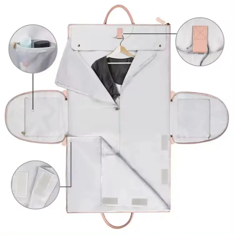 Men Black Leather Carry On Foldable Storage Designer Bags 2 In 1 Travel Tote Duffel Garment Suit Bag Travel For Woman