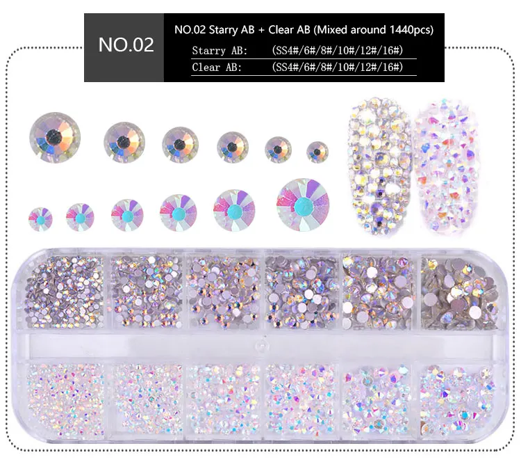 Rhinestones Nails Flat-back AB Crystal Strass 3D Charm Nail Art Decoration Accessories gem for Nails manicure NA053