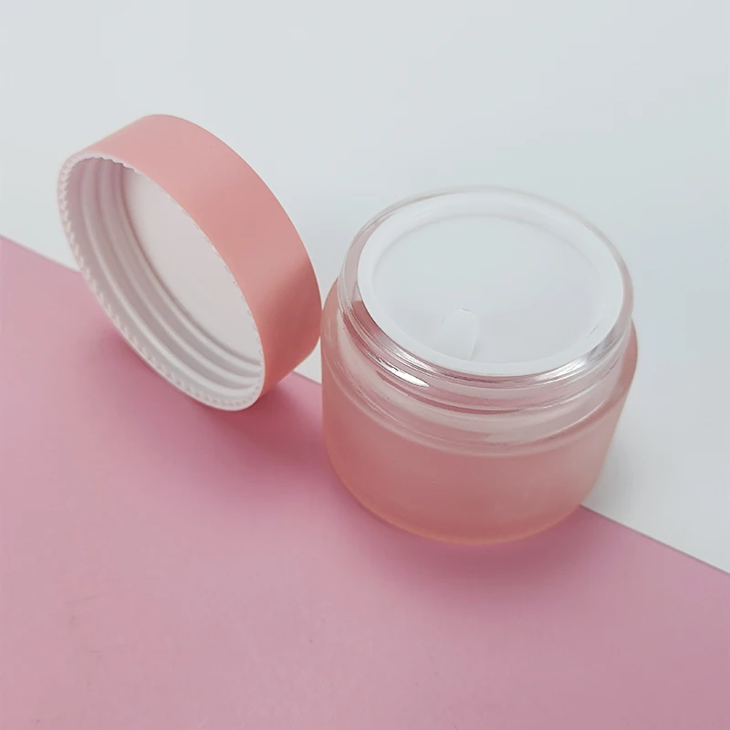 Custom frosted colored empty 20g 30g 50g 100g eco body care cosmetic glass cream jar for cosmetic packaging