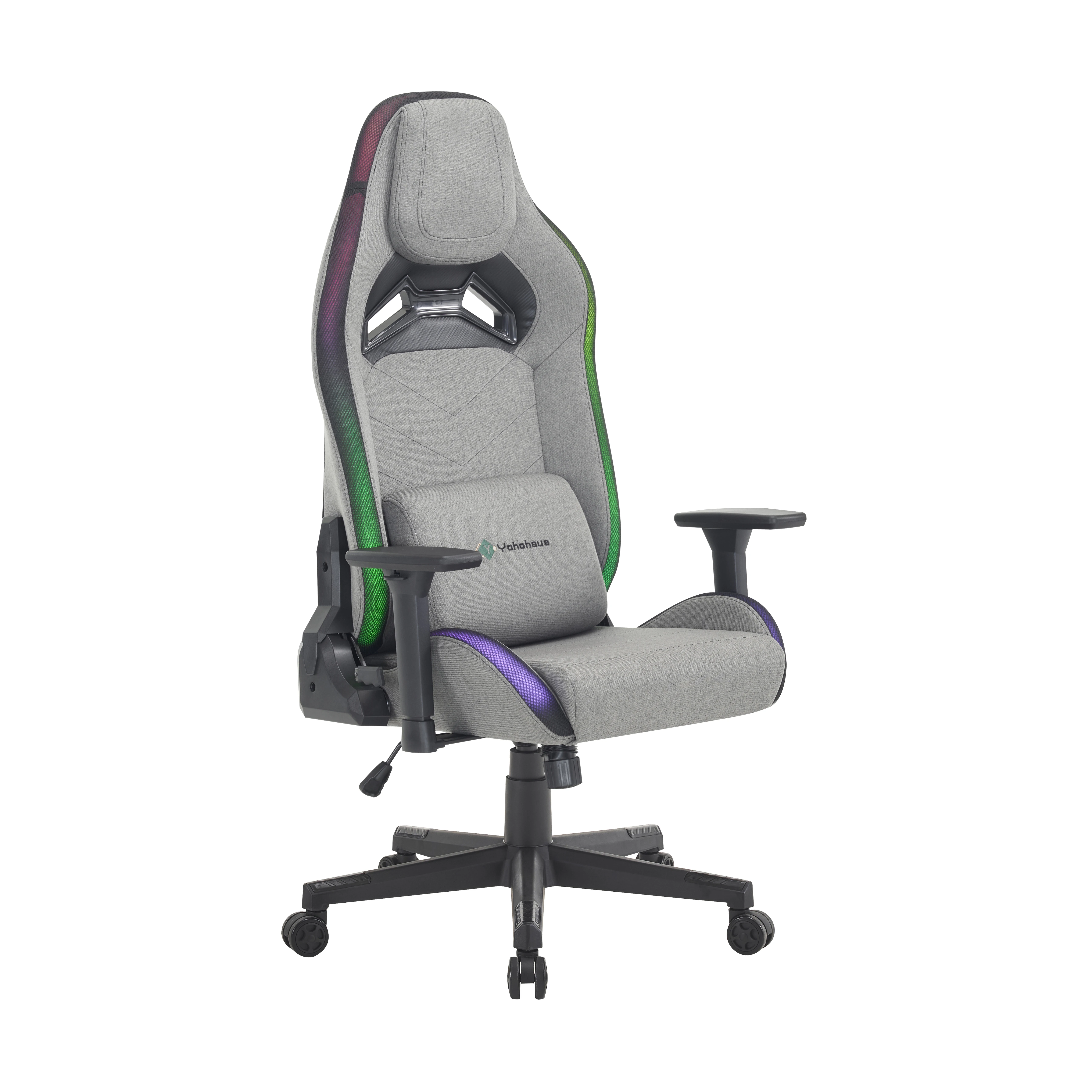 custom logo wholesale gamer chair PC chair gamer RGB light gray fabric gaming chair controlled by mobile phone