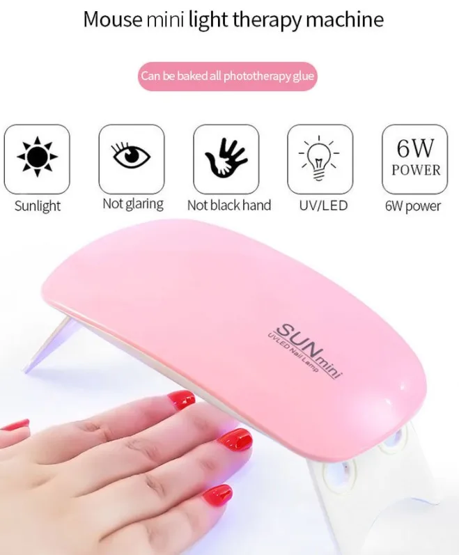 Goldmore6 UV Nail Mouse Light Mini USB Therapy Machine Polish Glue Dryer LED Portable Baking light