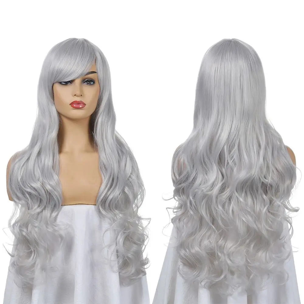 
Wholesale Cheap Hair Wigs Anime Cos Wig with Bangs 80cm Body Wave Long Curly Hair Cosplay Synthetic Hair Wigs 