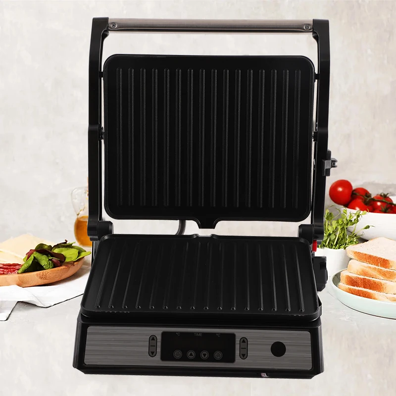 Free Sample Digital Toaster With Panini Temperature Range Function Stainless Steel Smart Electric Panini Griddler