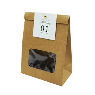 Китайский поставщик, изготовленный на заказ, оптовый бумажный пакет для хлеба, хлебобулочных изделий на вынос, бумажный пакет с окошком