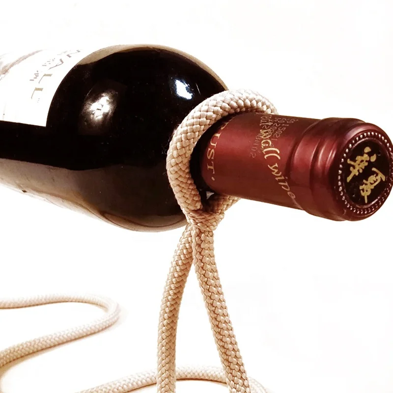 Creative Design Wine Bottle Holder Restaurant Store Desktop Cabinet Decor Magic Floating Rope Wine Metal Rack