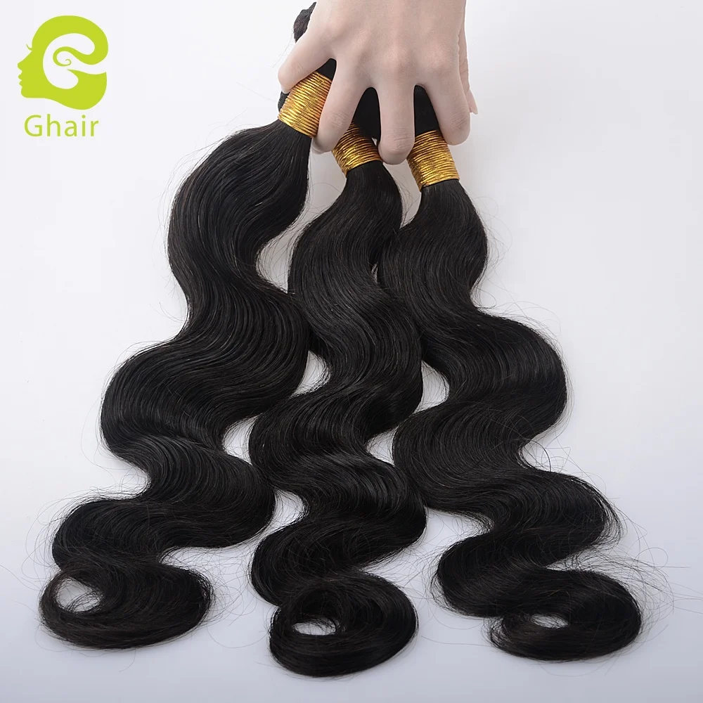 Human Extensions Weft Peruvian 100% Remy Raw Thick Natural Black Body Wave Virgin Hair Bundles