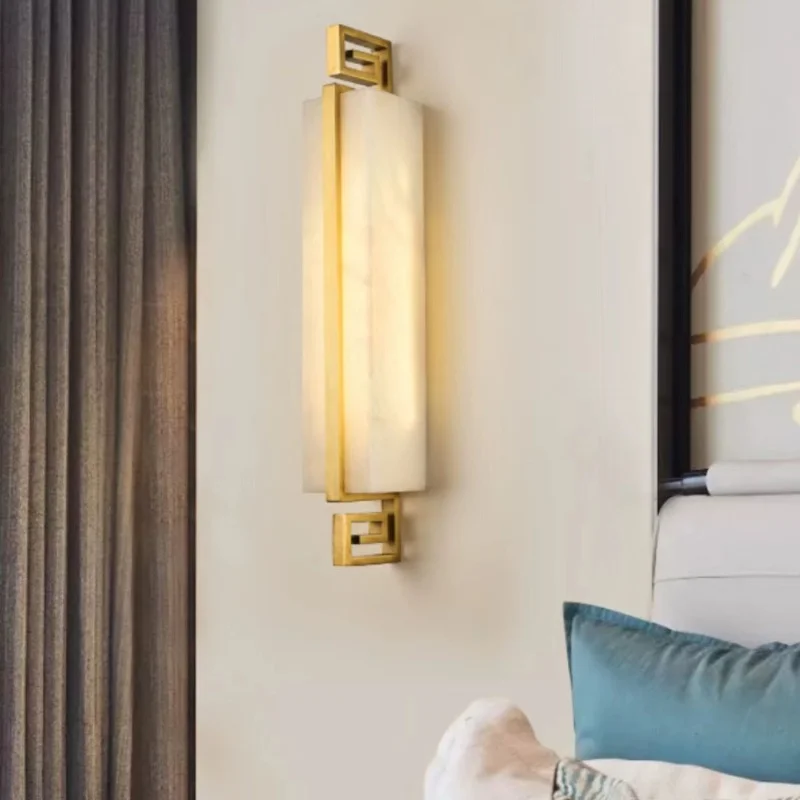 Dimmable Marble LED Wall Light Metal Copper Modern Lighting Fashionable Dimmable Wall Lamp for Bedroom, Living Room, Hallway