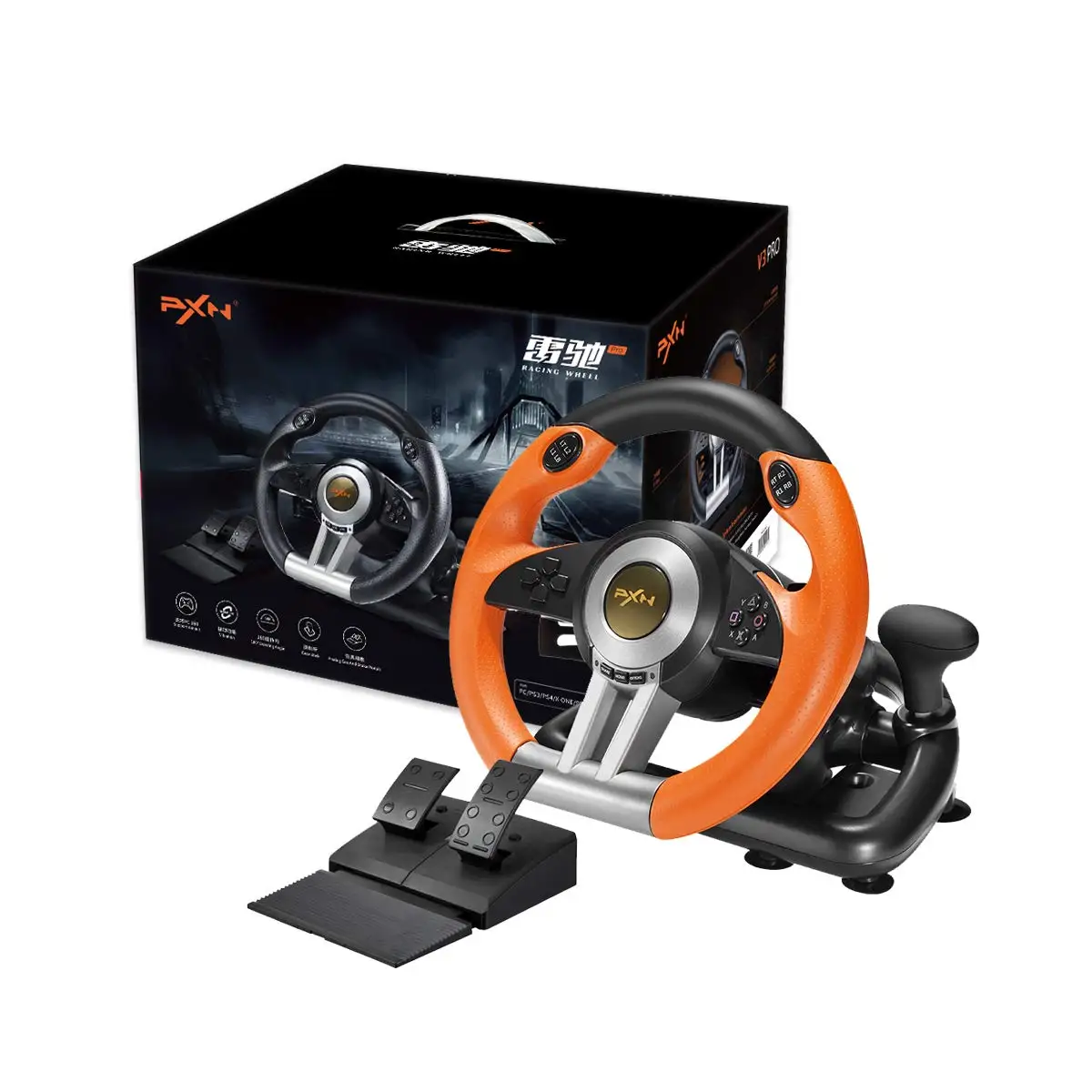 BEST Price PXN V3II PXN V3 Steering Wheel Gaming  Double Vibration  Gaming Racing Wheel for xbox series x, ps3, ps4, switch, pc