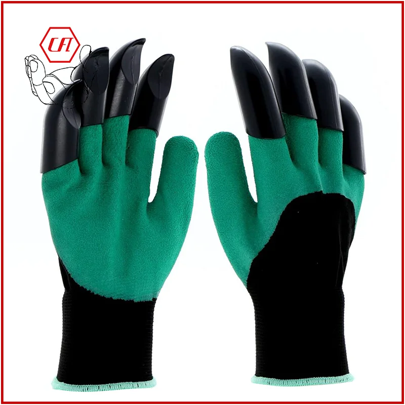 Garden Gloves With ABS Claws Latex Coated Digging Garden Work Gloves