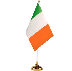 Ireland Table Flag Irish Office Flag with Stand Base International Festival Palestinians Theme Party Decoration,Home Desk Deco