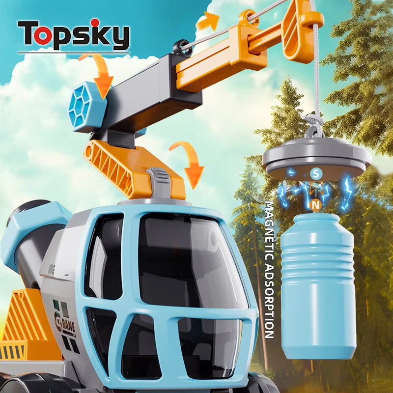 2024 Новый Магнитный космический инструмент кран с микроскопом Игровой Набор DIY сборка 4 в 1 Многофункциональный инженерный автомобиль игрушки для детей