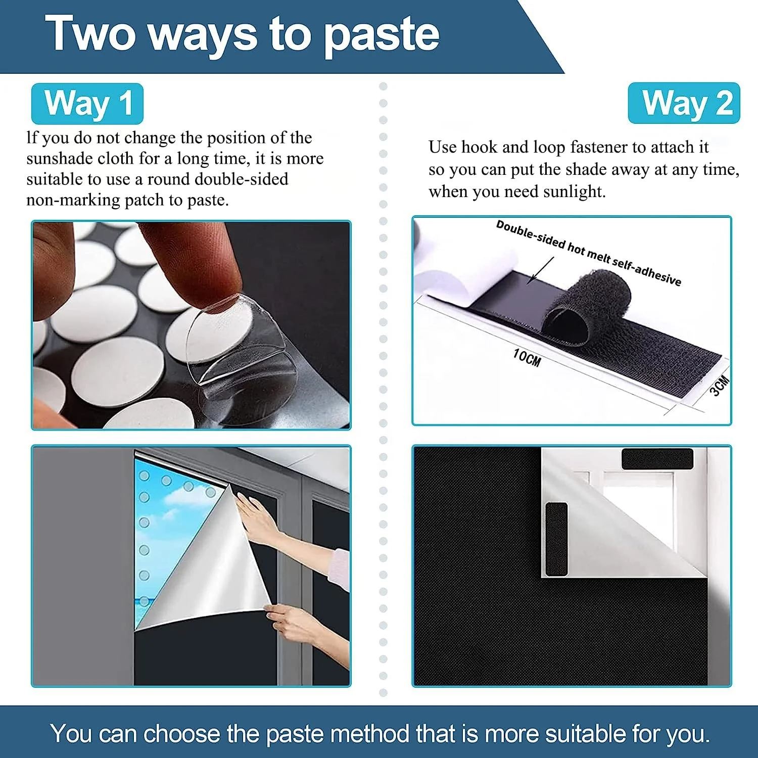 YA SHINE Indoor window blinds for window shade black fabric Blackout Blinds Shade Portable DIY Blackout Curtains for Bedroom