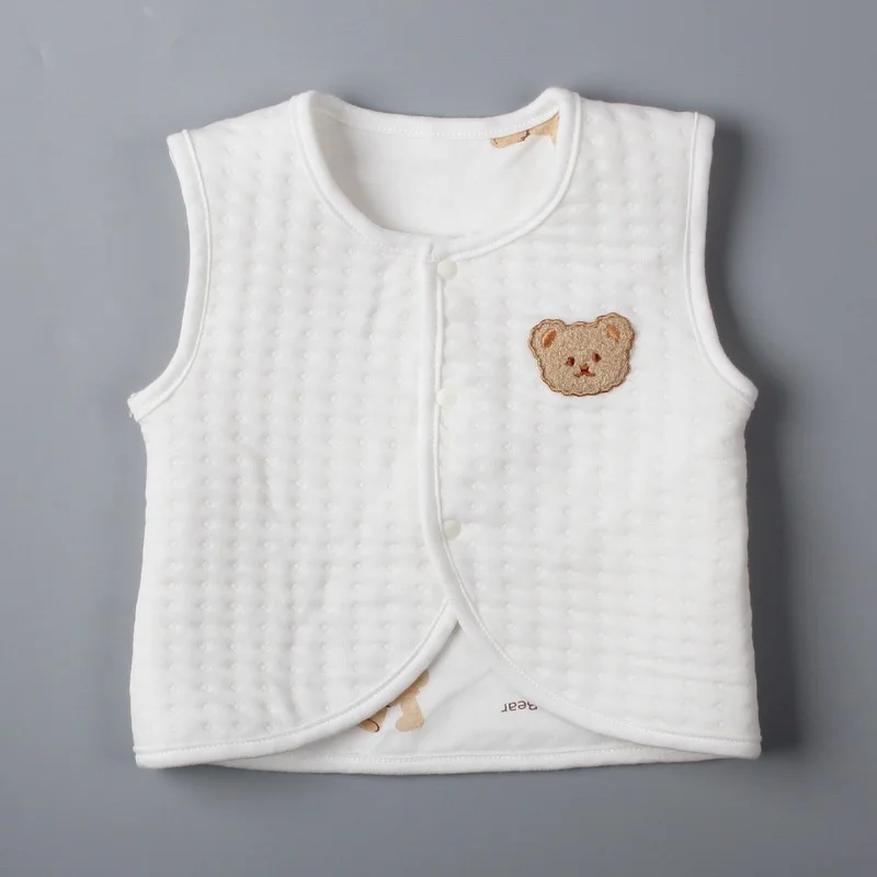 Custom Oem Odm Newbron Baby Boys Girls Top Vest 100%cotton Toddler girl clothes baby teddy bear plush printing Baby boy clothes