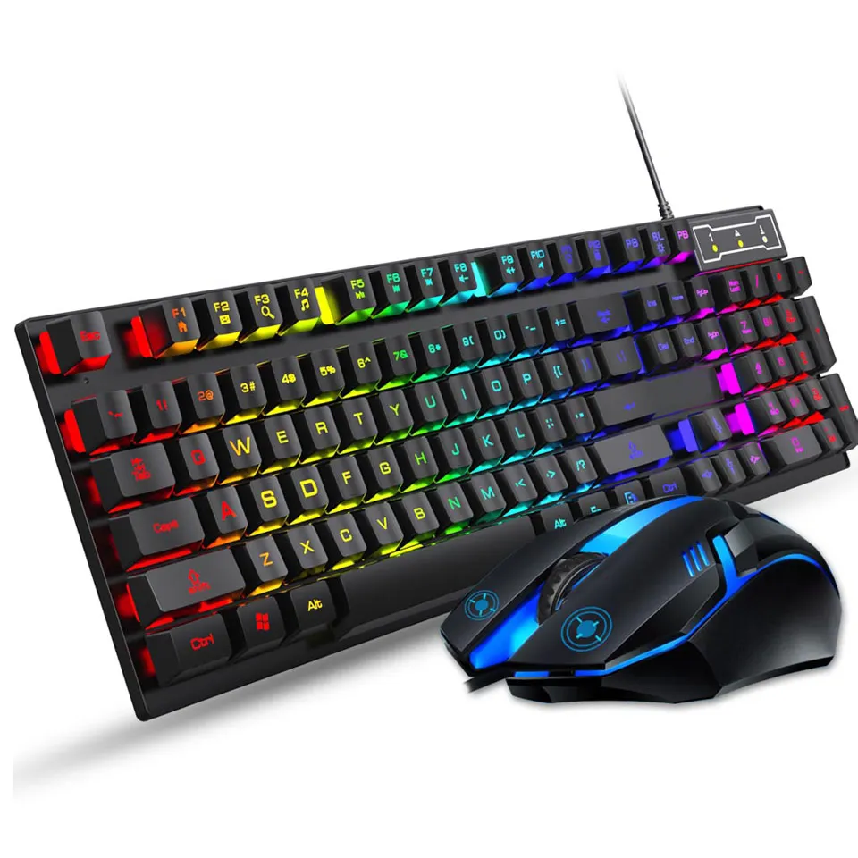 Q305S professional RGB wired gaming keyboard and mouse combo tricolor backlit full size glowing keyboard and mouse set