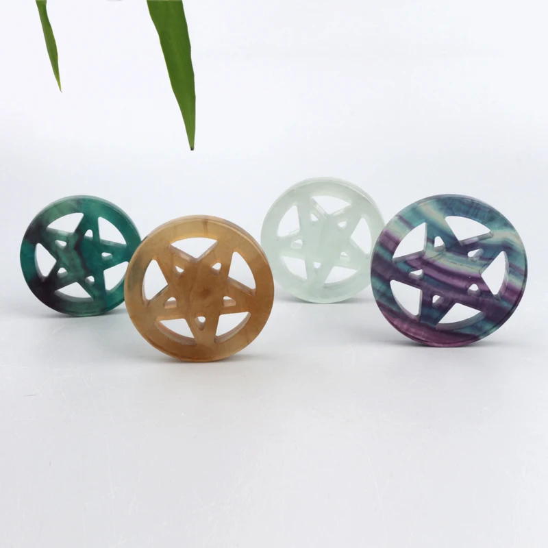 Wholesale High Quality Healing Stone Crystal Fluorite Pentagram For Home Decoration
