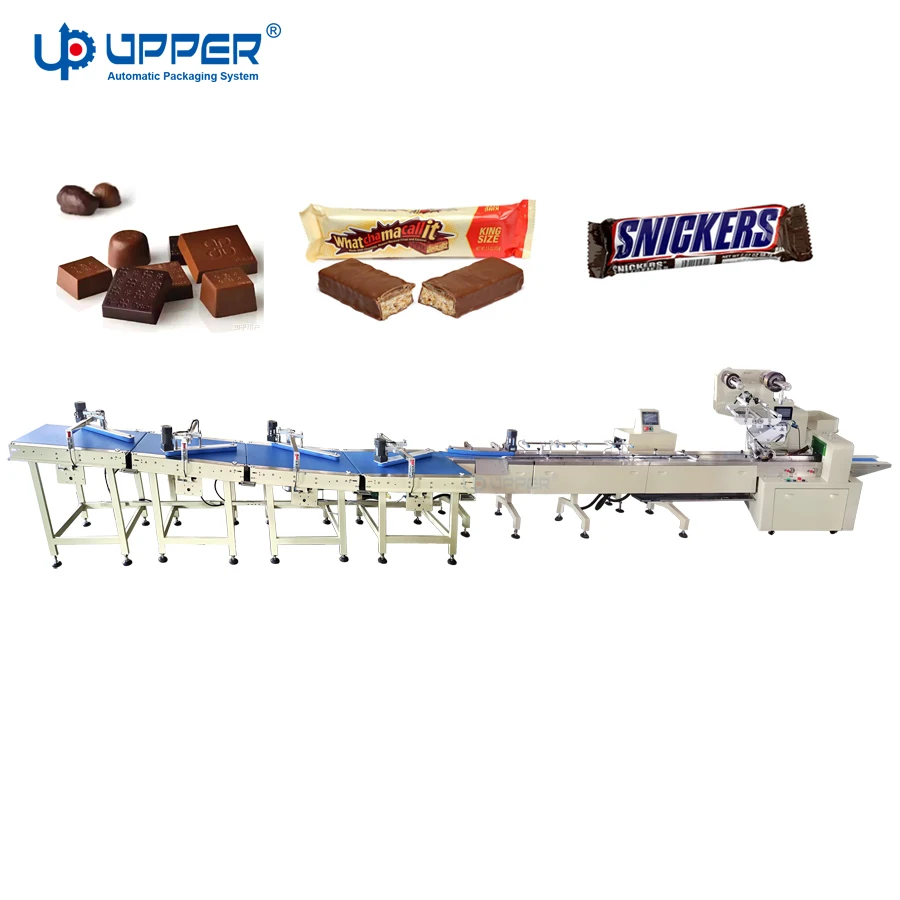 Dove kinder dark chocolate bar chocolate coating pie auto flow packing machine high speed good grade package