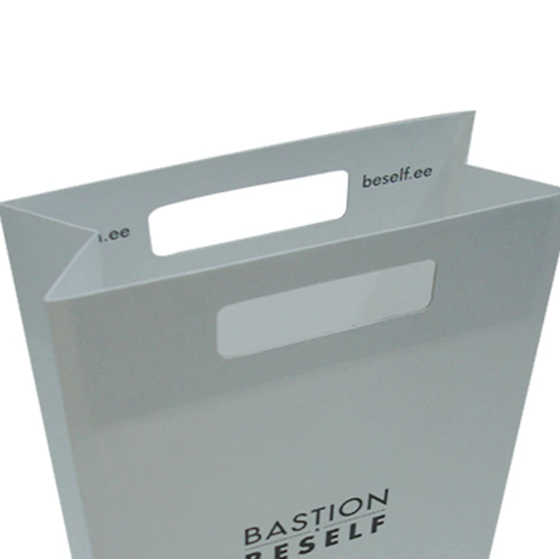 wholesale private customised logo biodegradable gift shopping die cut  handle paper bag for take away food